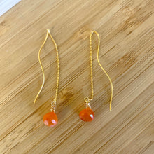 Load image into Gallery viewer, Carnelian Briolettes Threader Earrings