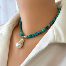 Load image into Gallery viewer, Arizona Turquoise & Baroque Pearl Short Necklace, 14k GF