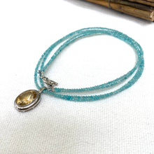 Load image into Gallery viewer, Blue Amazonite Citrine Pendant Necklace | Double Strand Design by Loulia Pearl Jewelry.