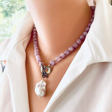 Load image into Gallery viewer, Kunzite Toggle Necklace with Baroque Pearl Pendant