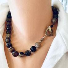 Load image into Gallery viewer, Brown Bostwana Agate Candy Necklace, Gold Bronze