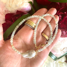 Load image into Gallery viewer, Light Green Prehnite Necklace with Baroque Pearl