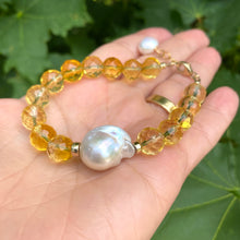Load image into Gallery viewer, Citrine and Baroque Pearl Bracelet, 14k GF