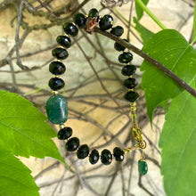 Load image into Gallery viewer, Black Spinel & Green Emerald Bracelet, 14K GF