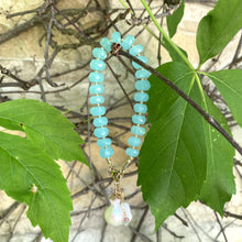 Load image into Gallery viewer, blue chalcedony and gold filled bracelet