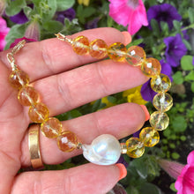 Load image into Gallery viewer, Citrine and Baroque Pearl Bracelet, 14k GF