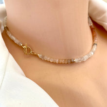 Load image into Gallery viewer, Genuine Multi Moonstone Choker Necklace, 14k GF