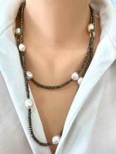 Carica l'immagine nel visualizzatore di Gallery, Pyrite & Pearl Long Necklace For Woman