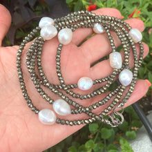 Carica l'immagine nel visualizzatore di Gallery, Pyrite & Pearl Long Necklace For Woman