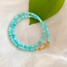 Load image into Gallery viewer, Sky Blue Peruvian Opal Choker Necklace, Gold