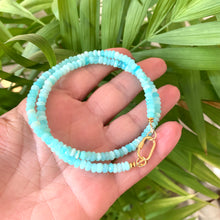 Load image into Gallery viewer, Sky Blue Peruvian Opal Choker Necklace, Gold