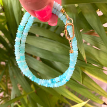 Load image into Gallery viewer, Sky Blue Peruvian Opal Choker Necklace, Gold