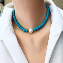 Carica l'immagine nel visualizzatore di Gallery, Turquoise Howlite &  Pearl Choker Necklace