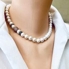 Carica l'immagine nel visualizzatore di Gallery, Bridal Pearl Necklace, Rose Gold Vermeil & Black Rhodium Plated Silver, 17"