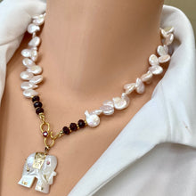 Load image into Gallery viewer, Keshi Pearls with Garnet, Citrine or Peridot Necklace