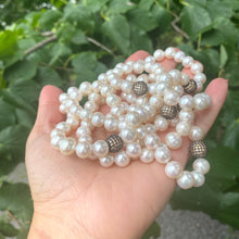 Carica l'immagine nel visualizzatore di Gallery, Top Quality Freshwater Pearls: Cubic Zirconia Pave Silver Beads, 55"