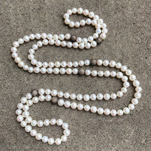 Carica l'immagine nel visualizzatore di Gallery, Top Quality Freshwater Pearls: Cubic Zirconia Pave Silver Beads, 55"
