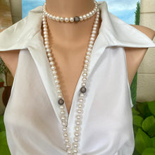Carica l'immagine nel visualizzatore di Gallery, Top Quality Freshwater Pearls: Cubic Zirconia Pave Silver Beads, 55"