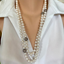 Carica l'immagine nel visualizzatore di Gallery, Top Quality Freshwater Pearls: Cubic Zirconia Pave Silver Beads, 55"