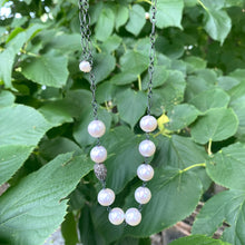 Load image into Gallery viewer, Wire-Wrapped Pearls Necklace, Diamond Pave Oxidized Silver