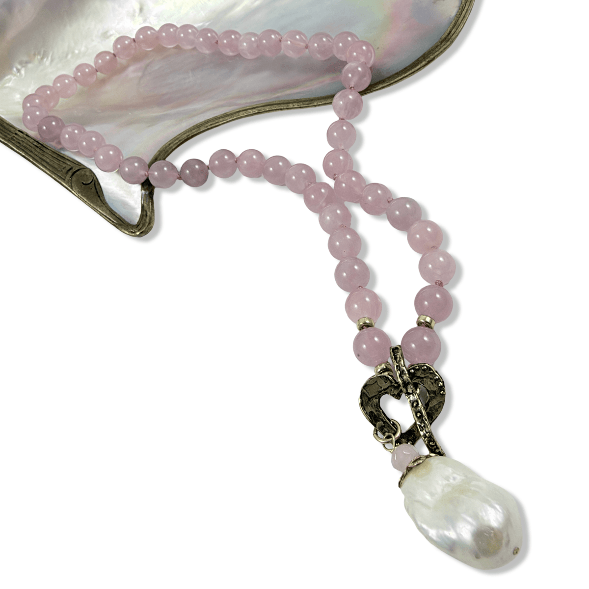 Rose Quartz Pearl Necklace – Handmade in Canada
