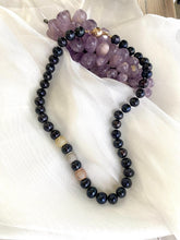 Load image into Gallery viewer, Navy Blue Pearl Necklace & Zircons Pave Details