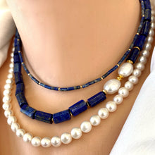 Load image into Gallery viewer, Lapis Lazuli, Black or Green Onyx Choker Necklace, 14k GF