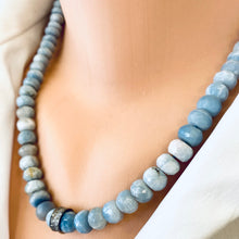 Load image into Gallery viewer, Shaded Blue Grey Boulder Opal Short Necklace, Diamond Pave