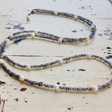 Carica l'immagine nel visualizzatore di Gallery, Labradorite & Pearl Long Necklace For Woman-40"