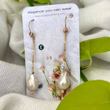 Load image into Gallery viewer, Baroque Pearl Long Earrings & Pink Cz