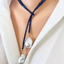 Load image into Gallery viewer, Lapis Lazuli & Baroque Pearls Lariat Necklace