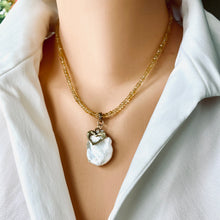 Carica l'immagine nel visualizzatore di Gallery, Citrine Necklace & Large Baroque Pearl Pendant