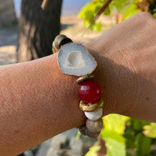 Cargar imagen en el visor de la galería, White Clear Quartz bracelet Druzy Crystal Natural Jasper Bracelet