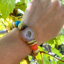 Carica l'immagine nel visualizzatore di Gallery, Orange Druzy Quartz Bracelet Natural Jasper Bracelet, Turquoise Mala Yoga Gift