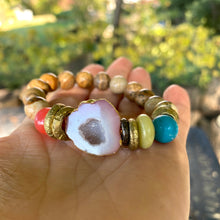 Carica l'immagine nel visualizzatore di Gallery, Orange Druzy Quartz Bracelet Natural Jasper Bracelet, Turquoise Mala Yoga Gift
