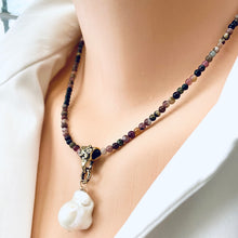 Carica l'immagine nel visualizzatore di Gallery, Tourmaline & Baroque Pearl Pendant Necklace