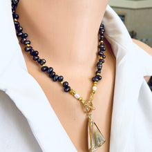 Carica l'immagine nel visualizzatore di Gallery, Brown Pearls Toggle Necklace & Real Seashell Charm Pendant