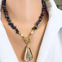 Carica l'immagine nel visualizzatore di Gallery, Brown Pearls Toggle Necklace & Real Seashell Charm Pendant
