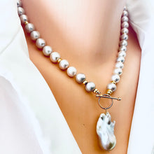 Carica l'immagine nel visualizzatore di Gallery, Lavender Pink Pearl Necklace & Baroque Pearl Charm Pendant