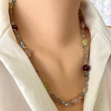 Carica l'immagine nel visualizzatore di Gallery, Labradorite Necklace with Rose Quartz, Lime Green Jade & Amethyst