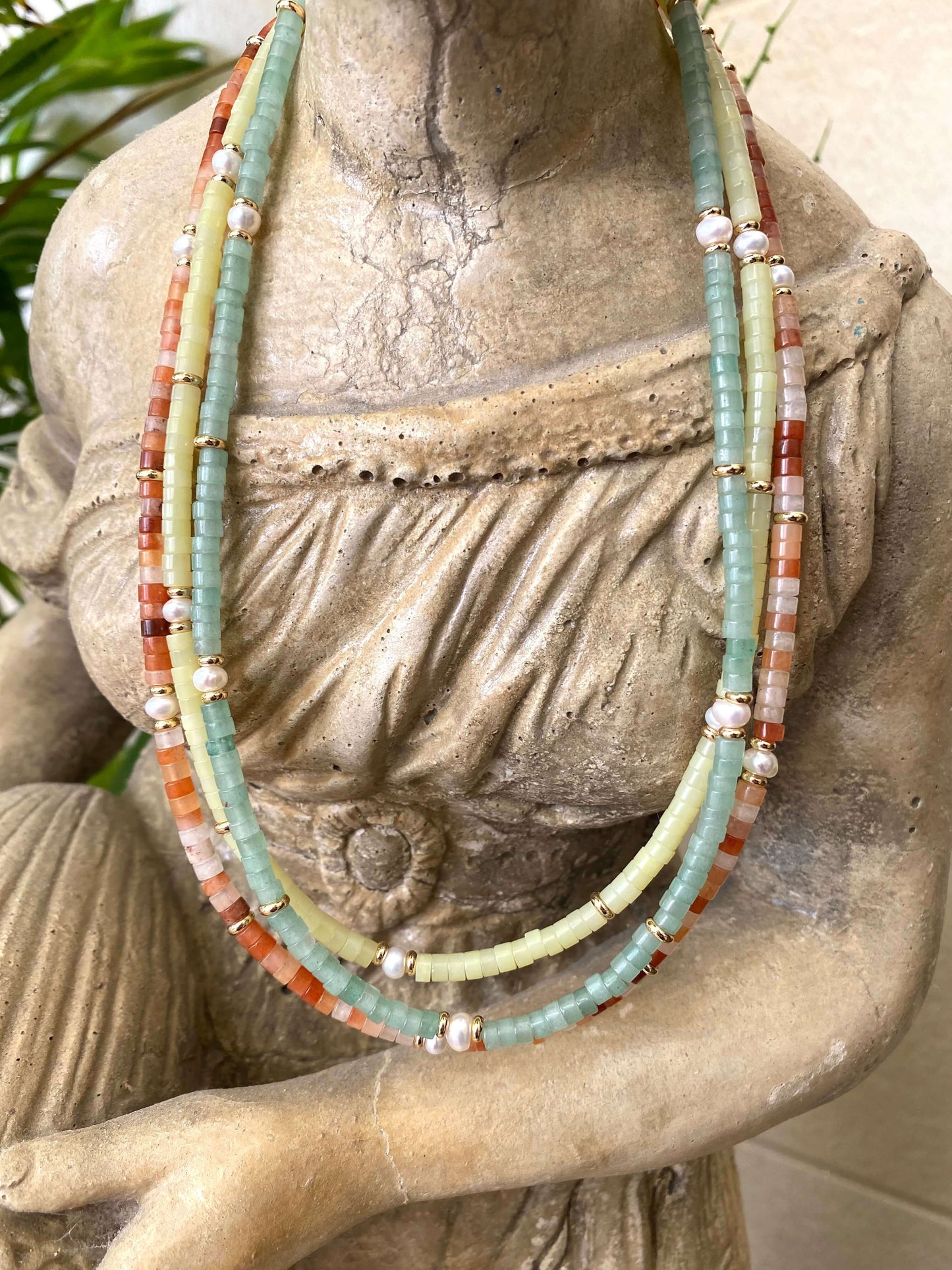 Multi gemstone choker necklaces handmade in Canada styled as layered gemstone jewelry