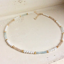 Carica l'immagine nel visualizzatore di Gallery, Pearl Choker Necklace, Citrine & Aquamarine