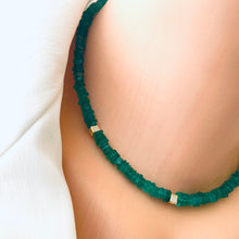 Load image into Gallery viewer, Green Onyx Choker Necklace, Gold