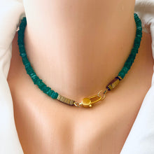 Load image into Gallery viewer, Green Onyx Choker Necklace, Gold