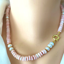 Carica l'immagine nel visualizzatore di Gallery, Pink Opal & Pearls Necklace with Optional Baroque Pearl Pendant
