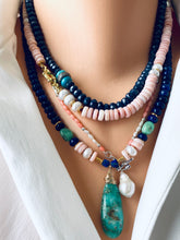 Carica l'immagine nel visualizzatore di Gallery, Pink Opal & Pearls Necklace with Optional Baroque Pearl Pendant