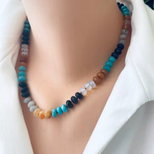 Load image into Gallery viewer, Colorful Hand-Knotted Gemstone Candy Necklace, 18 inches, with Silver Marine Clasp