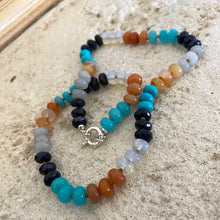 Load image into Gallery viewer, 18-inch Candy Necklace featuring Aventurine, Turquoise, Onyx & Jade, with a Silver Marine Clasp
