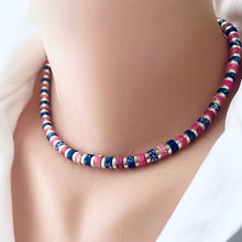 Load image into Gallery viewer, Multi Color Gemstones Choker Necklaces with Gold Coated Hematite