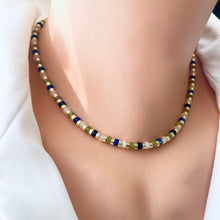 Load image into Gallery viewer, Multi Color Gemstones Choker Necklaces with Gold Coated Hematite